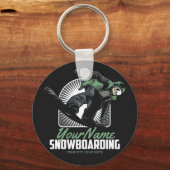 Personalized Snowboarding Snow Boarder Shredding   キーホルダー (正面)
