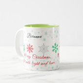 Personalized Snowflake Christmas ツートーンマグカップ (正面左)