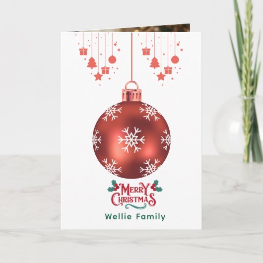 Personalized Snowflake Ornament Christmas Card カード (正面)