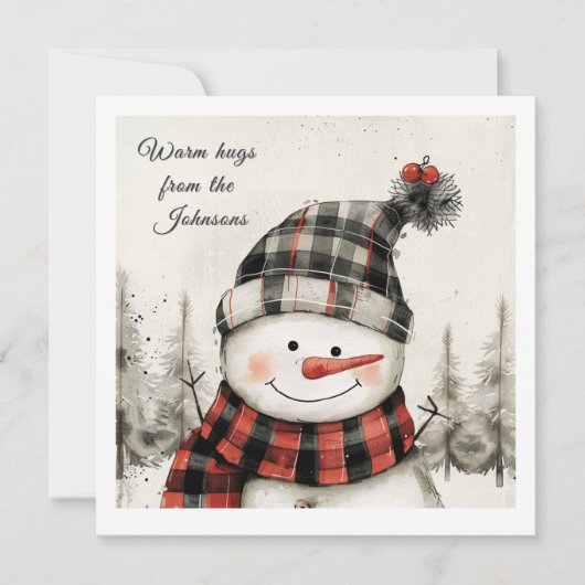 Personalized Snowman Christmas with Family Name (正面)