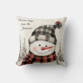 Personalized Snowman Christmas with Family Name クッション (正面)