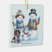 Personalized Snowman Family and Dog Ornament セラミックオーナメント (右)