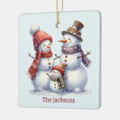 Personalized Snowman Family Christmas Ornament セラミックオーナメント (左)