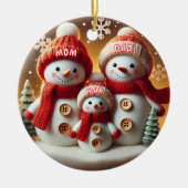 Personalized Snowman Family Ornament セラミックオーナメント (正面)