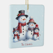 Personalized Snowman Family with children Ornament セラミックオーナメント (右)