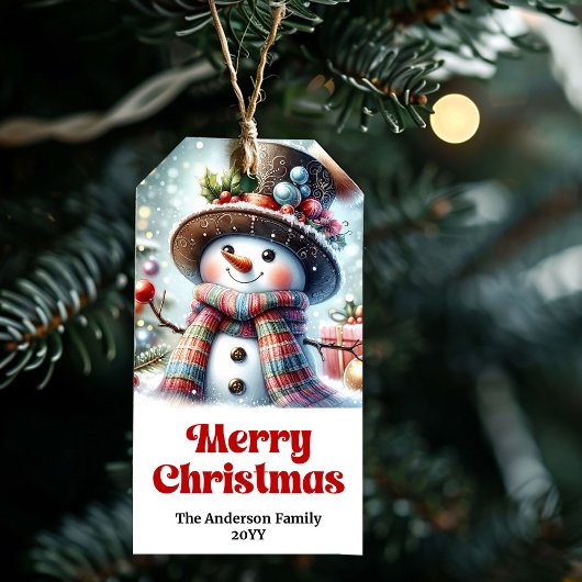Personalized Snowman Kids Gift Tag Custom Xmas ギフトタグ