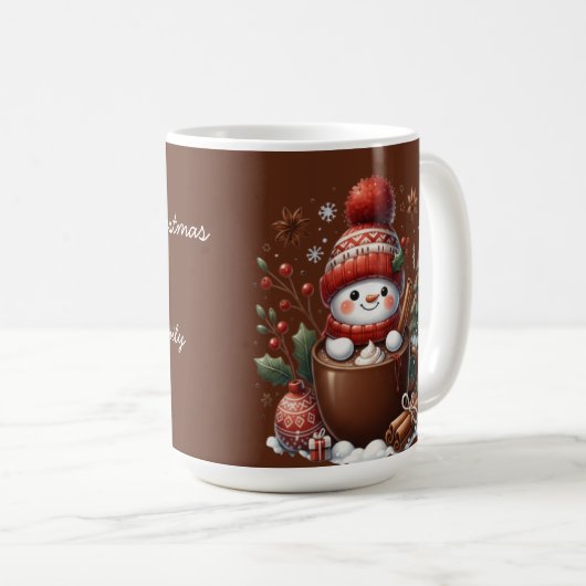 Personalized Snowman Mug - Custom Name Gift コーヒーマグカップ (正面右)