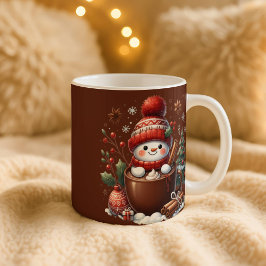 Personalized Snowman Mug - Custom Name Gift コーヒーマグカップ