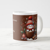 Personalized Snowman Mug - Custom Name Gift ジャンボコーヒーマグカップ (正面右)