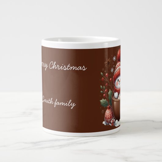 Personalized Snowman Mug - Custom Name Gift ジャンボコーヒーマグカップ (正面)
