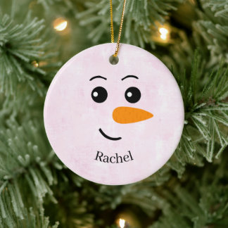 Personalized Snowman Name セラミックオーナメント