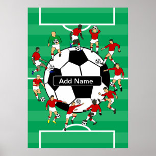 Personalized soccer ball and players ポスター