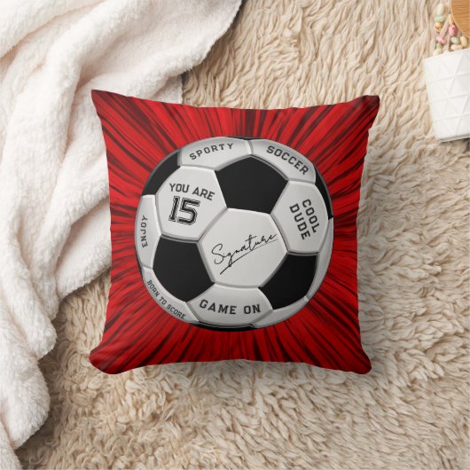 Personalized Soccer Ball Birthday | Age Name Text クッション (ブランケット)