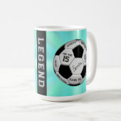 Personalized Soccer Ball Birthday  | Age Name Text コーヒーマグカップ (正面右)