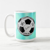 Personalized Soccer Ball Birthday  | Age Name Text コーヒーマグカップ (左)