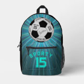 Personalized Soccer Ball Birthday  | Age Name Text プリントバックパック (正面)