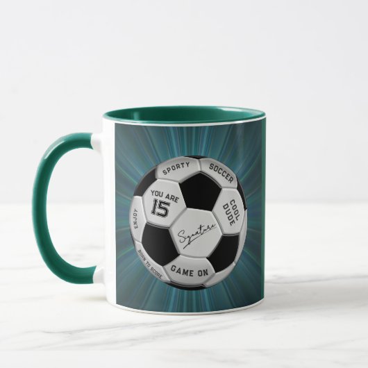 Personalized Soccer Ball Birthday  | Age Name Text マグカップ (左)
