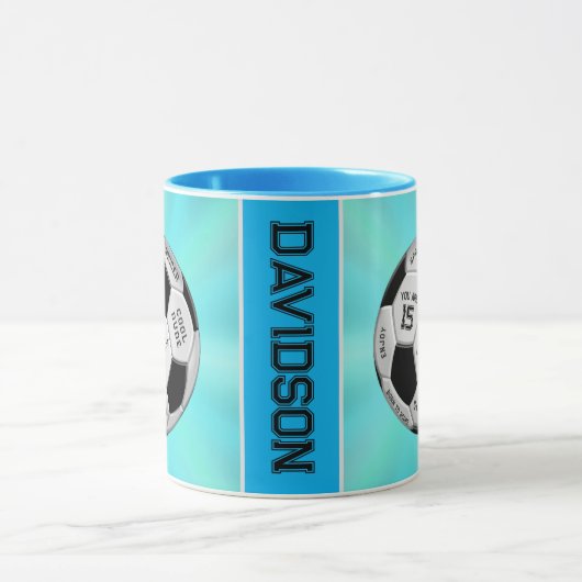 Personalized Soccer Ball Birthday  | Age Name Text マグカップ (中央)
