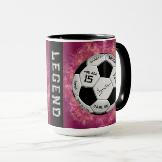 Personalized Soccer Ball Birthday  | Age Name Text マグカップ (正面右)