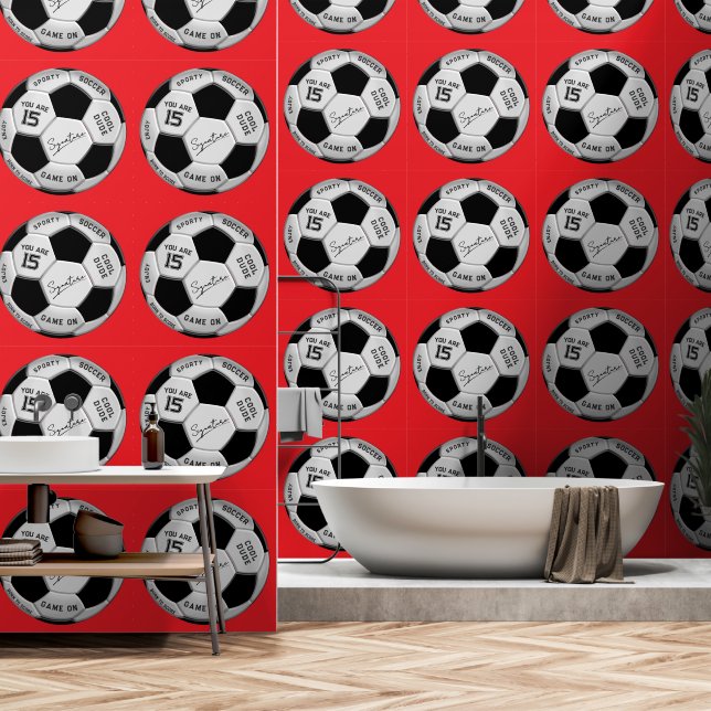 Personalized Soccer Ball Birthday  | Age Name Text 壁紙 (浴室)