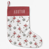 Personalized Soccer Santa スモールクリスマスストッキング (正面)