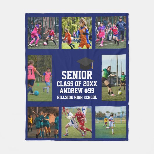 Personalized Soccer Senior Class Of Graduation フリースブランケット (正面)