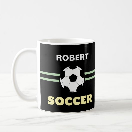 Personalized Soccerball Mug コーヒーマグカップ (左)