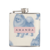 Personalized Soft and Cute Pomeranian Pattern フラスク (正面)