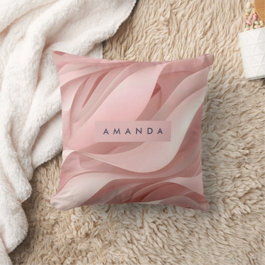 Personalized Soft Blush Pink Abstract Flow Design クッション (ブランケット)