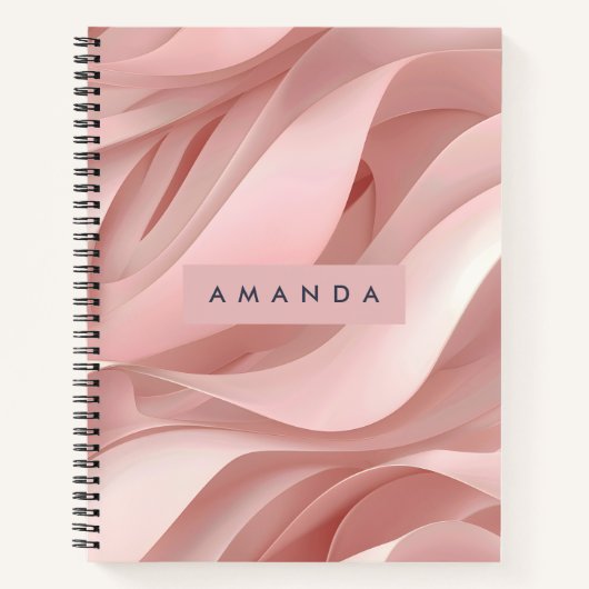 Personalized Soft Blush Pink Abstract Flow Design ノートブック (正面)
