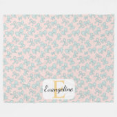 Personalized Soft Bow Pastel Aesthetic Pattern フリースブランケット (正面(横))