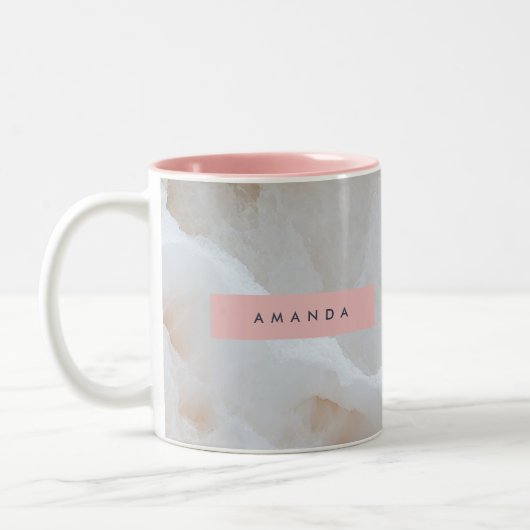 Personalized Soft Cream Onyx Marble Texture  ツートーンマグカップ (左)