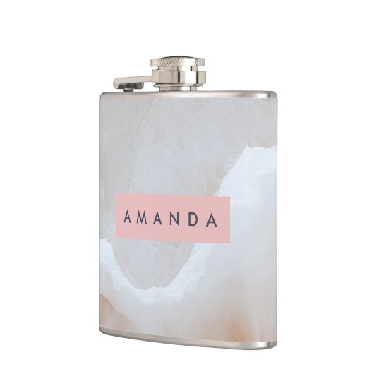 Personalized Soft Cream Onyx Marble Texture  フラスク (左)