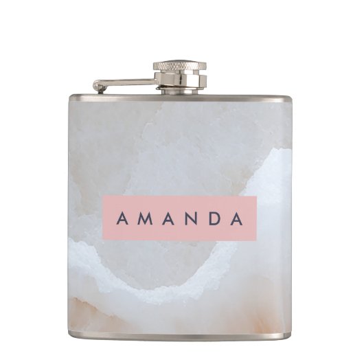 Personalized Soft Cream Onyx Marble Texture  フラスク (正面)