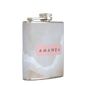 Personalized Soft Cream Onyx Marble Texture  フラスク (右)