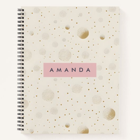 Personalized Soft Gold Polka Dot Minimalist Style ノートブック (正面)