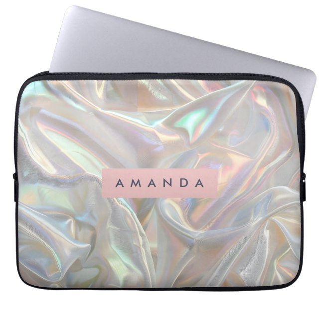 Personalized Soft Iridescent Pearl Shimmer ラップトップスリーブ (正面)
