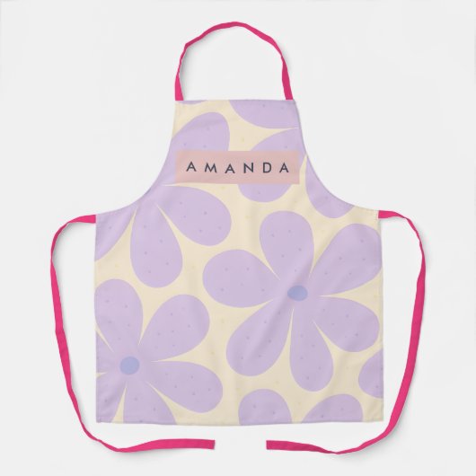 Personalized Soft Lavender Daisy Flower  エプロン (正面)
