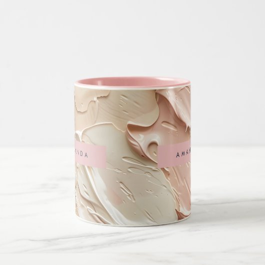 Personalized Soft Neutral Paint Texture  ツートーンマグカップ (中央)