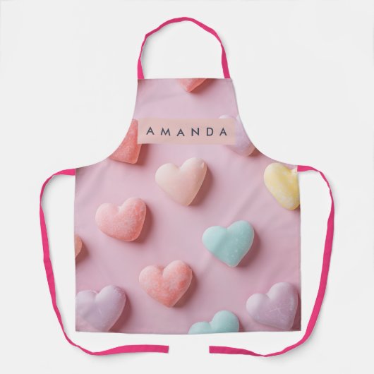 Personalized Soft Pastel Candy Heart エプロン (正面)