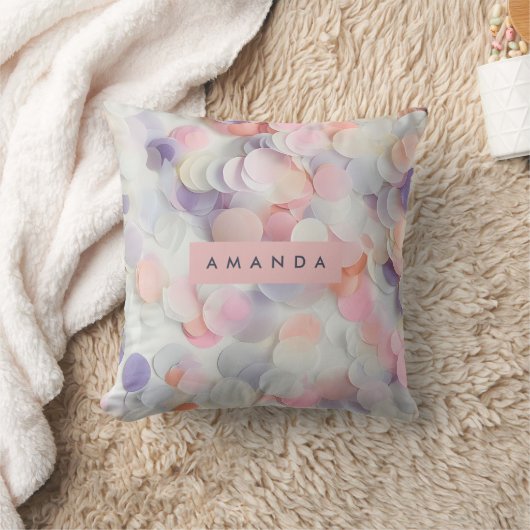 Personalized Soft Pastel Confetti Design クッション (ブランケット)