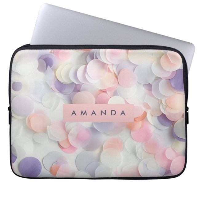 Personalized Soft Pastel Confetti Design ラップトップスリーブ (正面)
