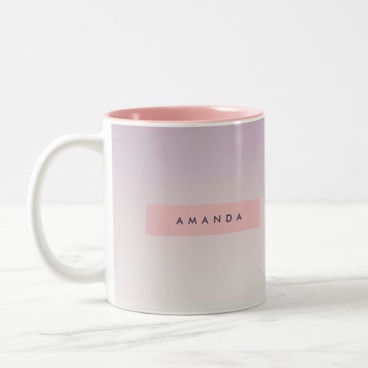 Personalized Soft Pastel Lavender Gradient ツートーンマグカップ (左)