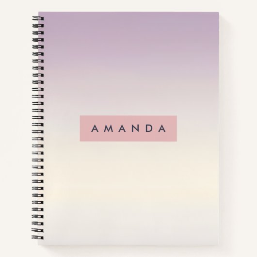 Personalized Soft Pastel Lavender Gradient ノートブック (正面)