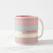 Personalized Soft Pastel Rainbow Stripes ツートーンマグカップ (正面右)