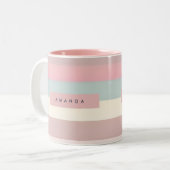 Personalized Soft Pastel Rainbow Stripes ツートーンマグカップ (正面左)