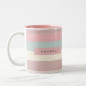 Personalized Soft Pastel Rainbow Stripes ツートーンマグカップ (左)