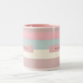 Personalized Soft Pastel Rainbow Stripes ツートーンマグカップ (中央)