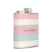 Personalized Soft Pastel Rainbow Stripes フラスク (右)