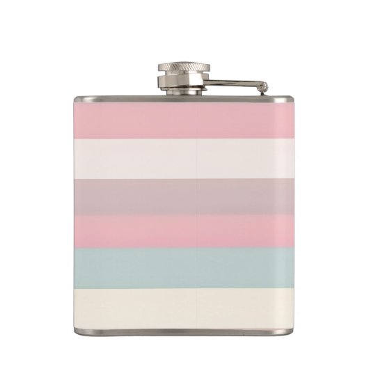Personalized Soft Pastel Rainbow Stripes フラスク (裏面)